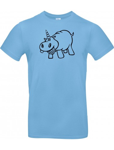 T-Shirt lustige Tiere Einhornnilpferd, Einhorn, Nilpferd  hellblau, L