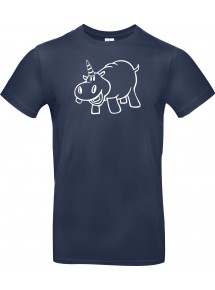 T-Shirt lustige Tiere Einhornnilpferd, Einhorn, Nilpferd  navy, L