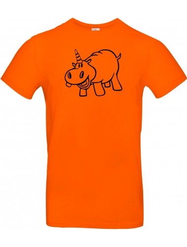 T-Shirt lustige Tiere Einhornnilpferd, Einhorn, Nilpferd  orange, L