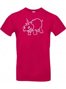 T-Shirt lustige Tiere Einhornnilpferd, Einhorn, Nilpferd  pink, L