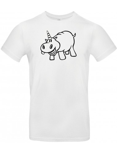 T-Shirt lustige Tiere Einhornnilpferd, Einhorn, Nilpferd  weiss, L