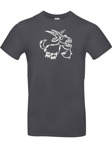 T-Shirt lustige Tiere Einhornziege, Einhorn, Ziege  grau, L