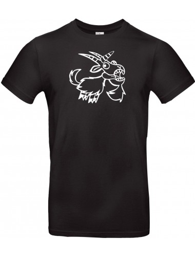 T-Shirt lustige Tiere Einhornziege, Einhorn, Ziege  schwarz, L