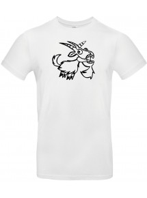T-Shirt lustige Tiere Einhornziege, Einhorn, Ziege  weiss, L