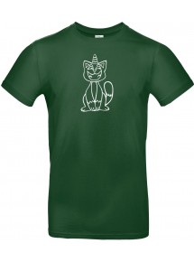 T-Shirt lustige Tiere Einhornkatze, Einhorn, Katze  grün, L