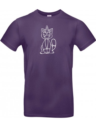 T-Shirt lustige Tiere Einhornkatze, Einhorn, Katze  lila, L