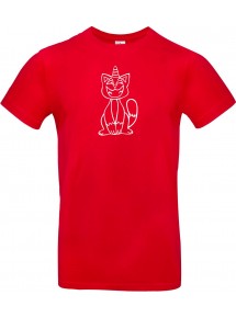 T-Shirt lustige Tiere Einhornkatze, Einhorn, Katze  rot, L