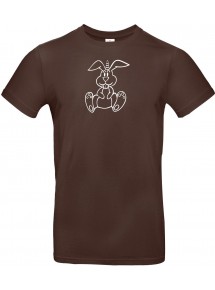 T-Shirt lustige Tiere Einhornhase, Einhorn, Hase  braun, L