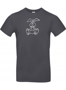 T-Shirt lustige Tiere Einhornhase, Einhorn, Hase  grau, L