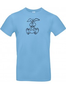 T-Shirt lustige Tiere Einhornhase, Einhorn, Hase  hellblau, L
