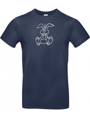 T-Shirt lustige Tiere Einhornhase, Einhorn, Hase  navy, L