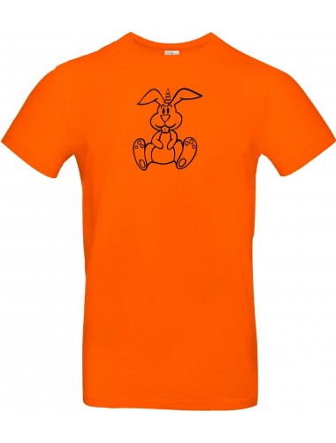 T-Shirt lustige Tiere Einhornhase, Einhorn, Hase  orange, L