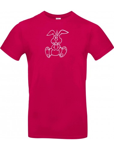 T-Shirt lustige Tiere Einhornhase, Einhorn, Hase  pink, L