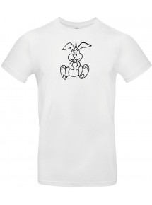 T-Shirt lustige Tiere Einhornhase, Einhorn, Hase  weiss, L