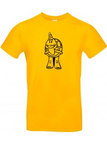 T-Shirt lustige Tiere Einhornschildkröte, Einhorn, Schildkröte gelb, L