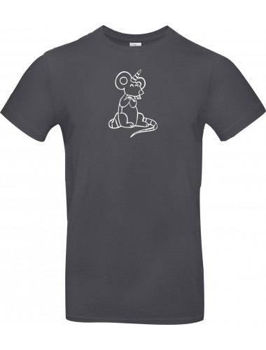 T-Shirt lustige Tiere Einhorn Maus , Einhorn, Maus  grau, L