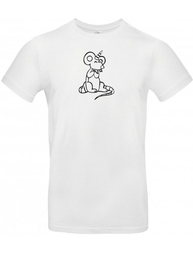 T-Shirt lustige Tiere Einhorn Maus , Einhorn, Maus  weiss, L
