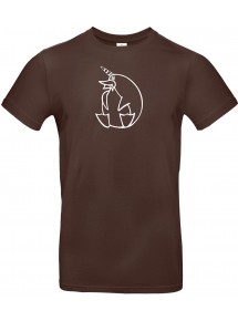 T-Shirt lustige Tiere Einhornpinguin, Einhorn, Pinguin braun, L