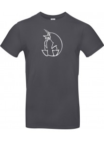T-Shirt lustige Tiere Einhornpinguin, Einhorn, Pinguin grau, L