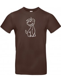 T-Shirt lustige Tiere Einhornhund, Einhorn, Hund  braun, L