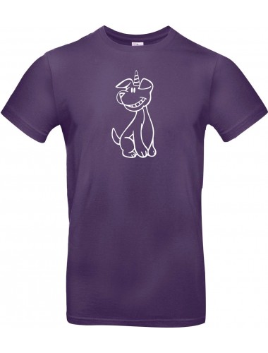 T-Shirt lustige Tiere Einhornhund, Einhorn, Hund  lila, L