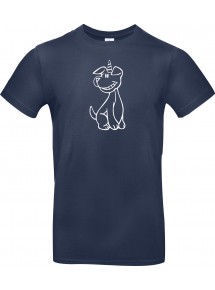 T-Shirt lustige Tiere Einhornhund, Einhorn, Hund  navy, L