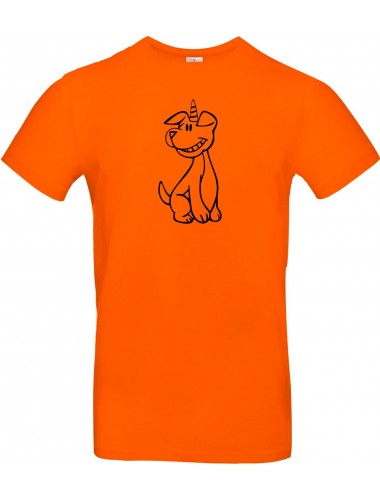 T-Shirt lustige Tiere Einhornhund, Einhorn, Hund  orange, L