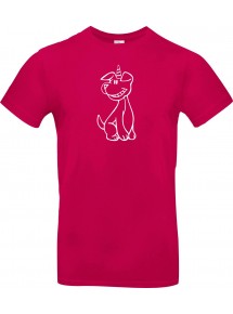 T-Shirt lustige Tiere Einhornhund, Einhorn, Hund  pink, L