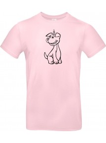 T-Shirt lustige Tiere Einhornhund, Einhorn, Hund  rosa, L