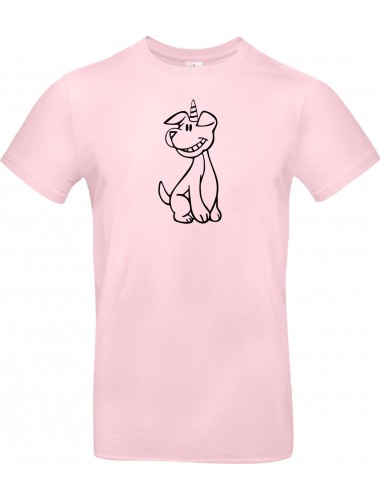 T-Shirt lustige Tiere Einhornhund, Einhorn, Hund  rosa, L