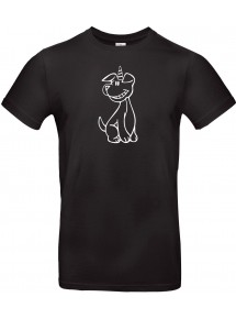 T-Shirt lustige Tiere Einhornhund, Einhorn, Hund  schwarz, L