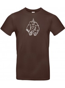 T-Shirt lustige Tiere Einhornelefant, Einhorn, Elefant braun, L