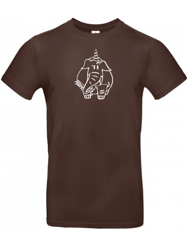 T-Shirt lustige Tiere Einhornelefant, Einhorn, Elefant braun, L