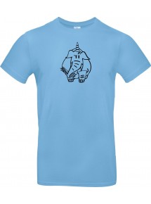 T-Shirt lustige Tiere Einhornelefant, Einhorn, Elefant hellblau, L