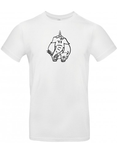 T-Shirt lustige Tiere Einhornelefant, Einhorn, Elefant weiss, L