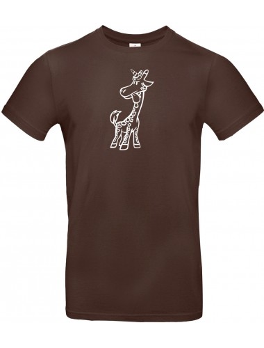 T-Shirt lustige Tiere Einhorngiraffe, Einhorn, Giraffe  braun, L