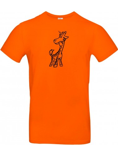 T-Shirt lustige Tiere Einhorngiraffe, Einhorn, Giraffe  orange, L