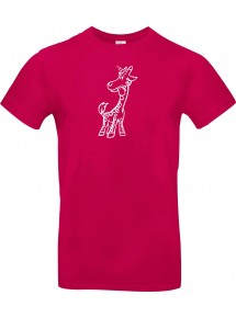 T-Shirt lustige Tiere Einhorngiraffe, Einhorn, Giraffe  pink, L