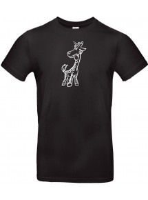 T-Shirt lustige Tiere Einhorngiraffe, Einhorn, Giraffe  schwarz, L