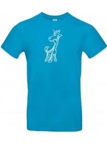 T-Shirt lustige Tiere Einhorngiraffe, Einhorn, Giraffe  türkis, L