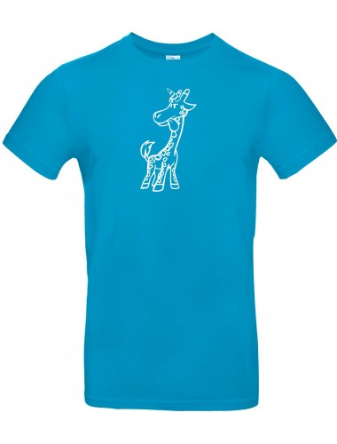T-Shirt lustige Tiere Einhorngiraffe, Einhorn, Giraffe  türkis, L