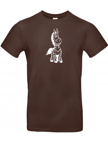 T-Shirt lustige Tiere Einhornzebra, Einhorn, Zebra braun, L