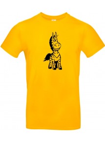 T-Shirt lustige Tiere Einhornzebra, Einhorn, Zebra gelb, L