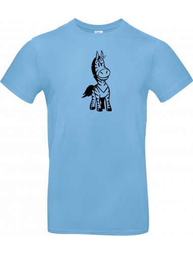 T-Shirt lustige Tiere Einhornzebra, Einhorn, Zebra hellblau, L