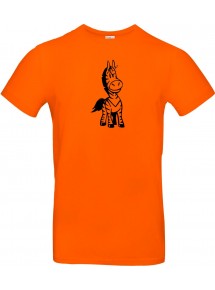 T-Shirt lustige Tiere Einhornzebra, Einhorn, Zebra orange, L