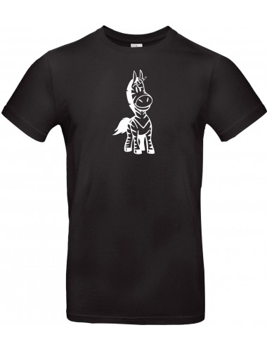 T-Shirt lustige Tiere Einhornzebra, Einhorn, Zebra schwarz, L