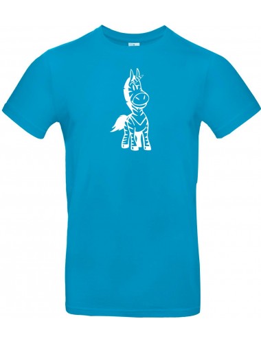 T-Shirt lustige Tiere Einhornzebra, Einhorn, Zebra türkis, L