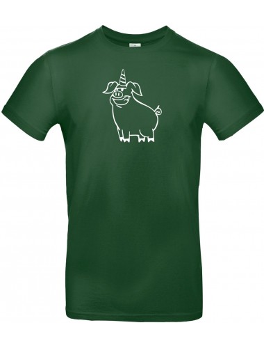 T-Shirt lustige Tiere Einhornschwein, Einhorn, Schwein, Ferkel  grün, L