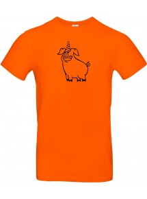 T-Shirt lustige Tiere Einhornschwein, Einhorn, Schwein, Ferkel  orange, L