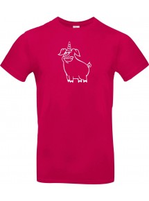 T-Shirt lustige Tiere Einhornschwein, Einhorn, Schwein, Ferkel  pink, L